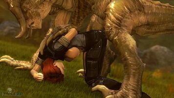 Deathclaw pounding her