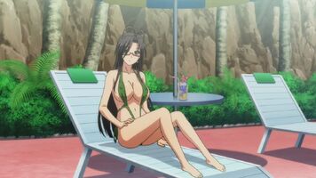 Chisato seducing Basara in her tiny sling bikini and then with her naked body at the onsen [Testament of New Sister Devil]