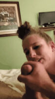 I wanted her to just stick her tongue out so we could watch every bit of this mouthful I gave her, but my cumslut just loves feeling my throbbing cock in her mouth as she sucks all of my cum down.