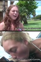 Very hot freckled redheat cutie gets tricked by fake cops into blowjob and acting as cum target