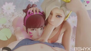 D.Va and Mercy exercising teamwork