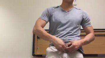 Stroking in a blue t-shirt 2