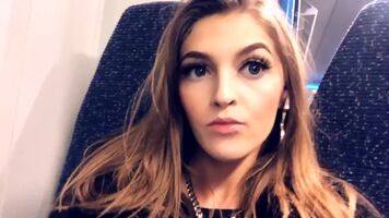 Flashing her little tittys on the train home 🏠