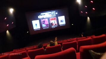 Double flash at the cinema! My gf and me never wear bras...😊