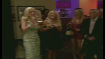 In 2008, A Fully Nude Pamela Anderson Surprised Hugh Hefner At His 82nd Birthday Party.