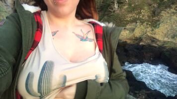 First post here! Flashing my hard nips