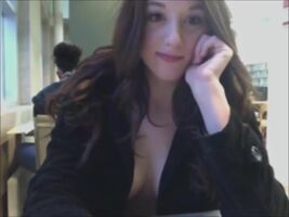 Reading Is Important. Brunette Busty Gets Topless In The Library r/JumpyTitsGifs