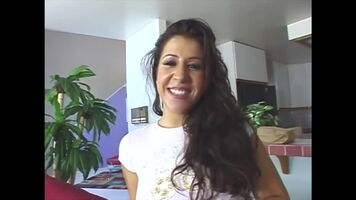 Cute spanish whore joking and having a good time while having her pussy ate behind the scenes