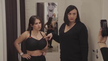 Adriana Fenice aka Stacy Vandenberg trying on a bra