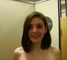 Shy teen stands on her tippy toes to give you a better look at what God gave her