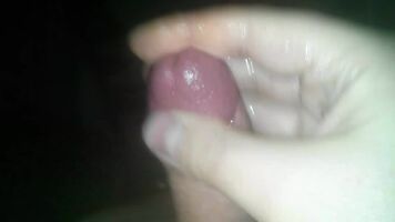 Frenulum masturbation with cumflow