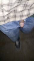 Soft cock out while walking down a public street