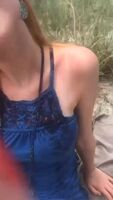 Letting her use my pussy on the resort beach [GIF]