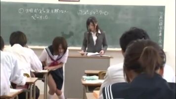 Japanese teen can't help but squirt in front of her class