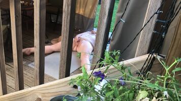 Neighbor cums while playing outside on her deck ;)