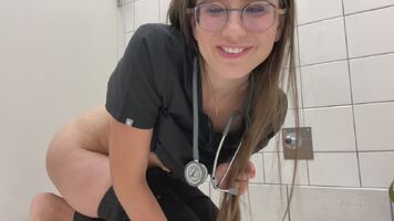 Playing in the public bathroom at work [GIF]