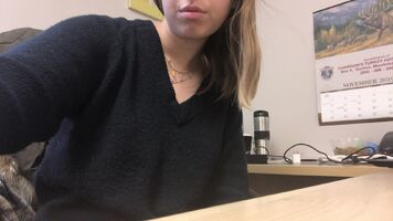My coworkers went out or lunch and i couldn’t resist getting frisky by the window