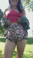 Flashing my home grown tits for the first time ever! The guy behind me enjoyed ;)