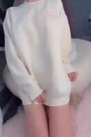tiny 88lb body hiding under this big sweater