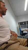 Daddy is really hot today. Hope you'll help me to cum. Alone in the office this morning.