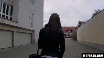 00 In an alley to fuck this pretty brunette