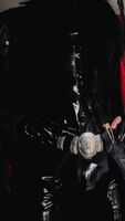 A latex bodysuit under my big leather coat