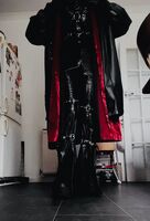 I love wearing my latex top & corset under my big coat